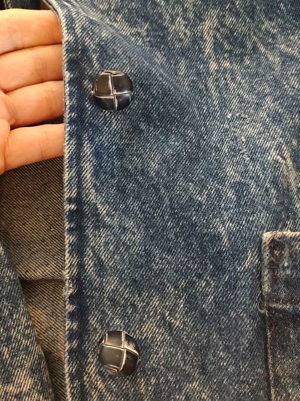 PIONEER WEAR Vintage Denim Trench Coat with Leather Thunderbird SZ 8 - Picture 5 of 8